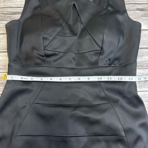 JAX Women's Sleeveless Mini Cocktail Dress Black 6 Sheer Satin Cutout High Neck - Picture 10 of 14